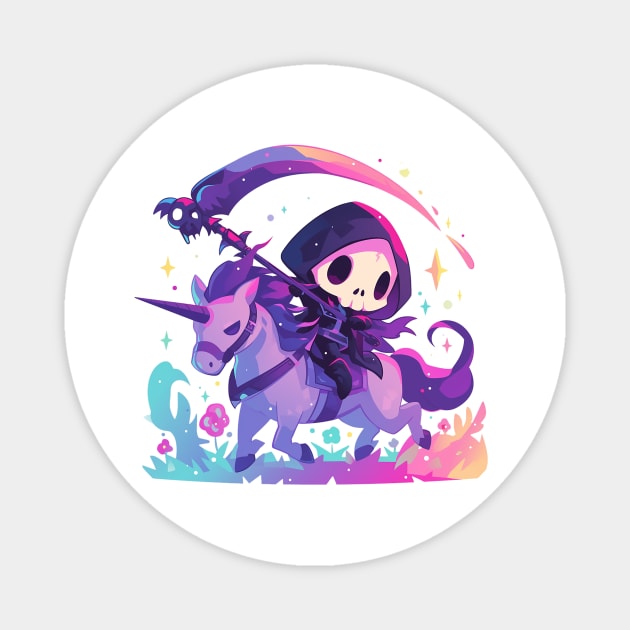 unicorn and reaper rider Magnet by peterdoraki